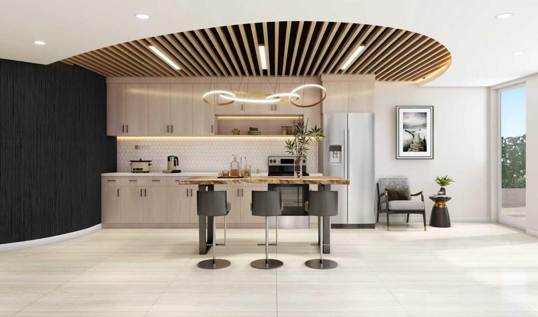 Well-lit kitchen with ample counter space