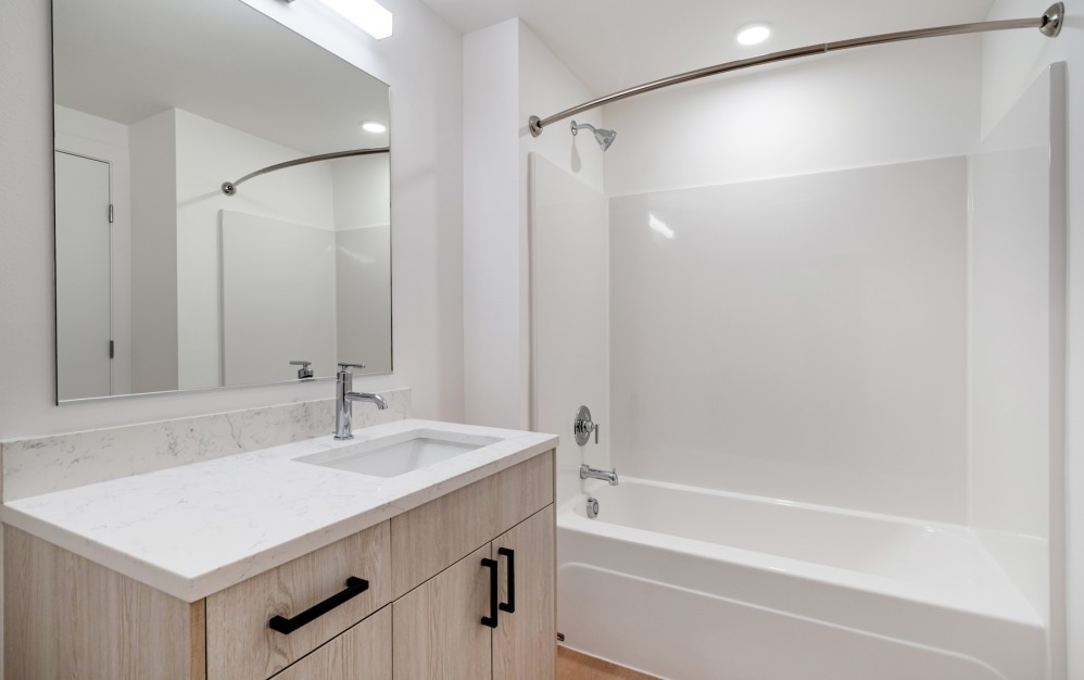 a bathroom with a sink and a tub